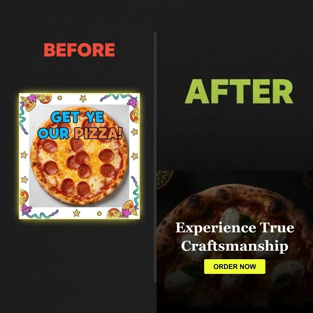Side by side comparison of a generic Canva template versus an AI-generated branded social media image