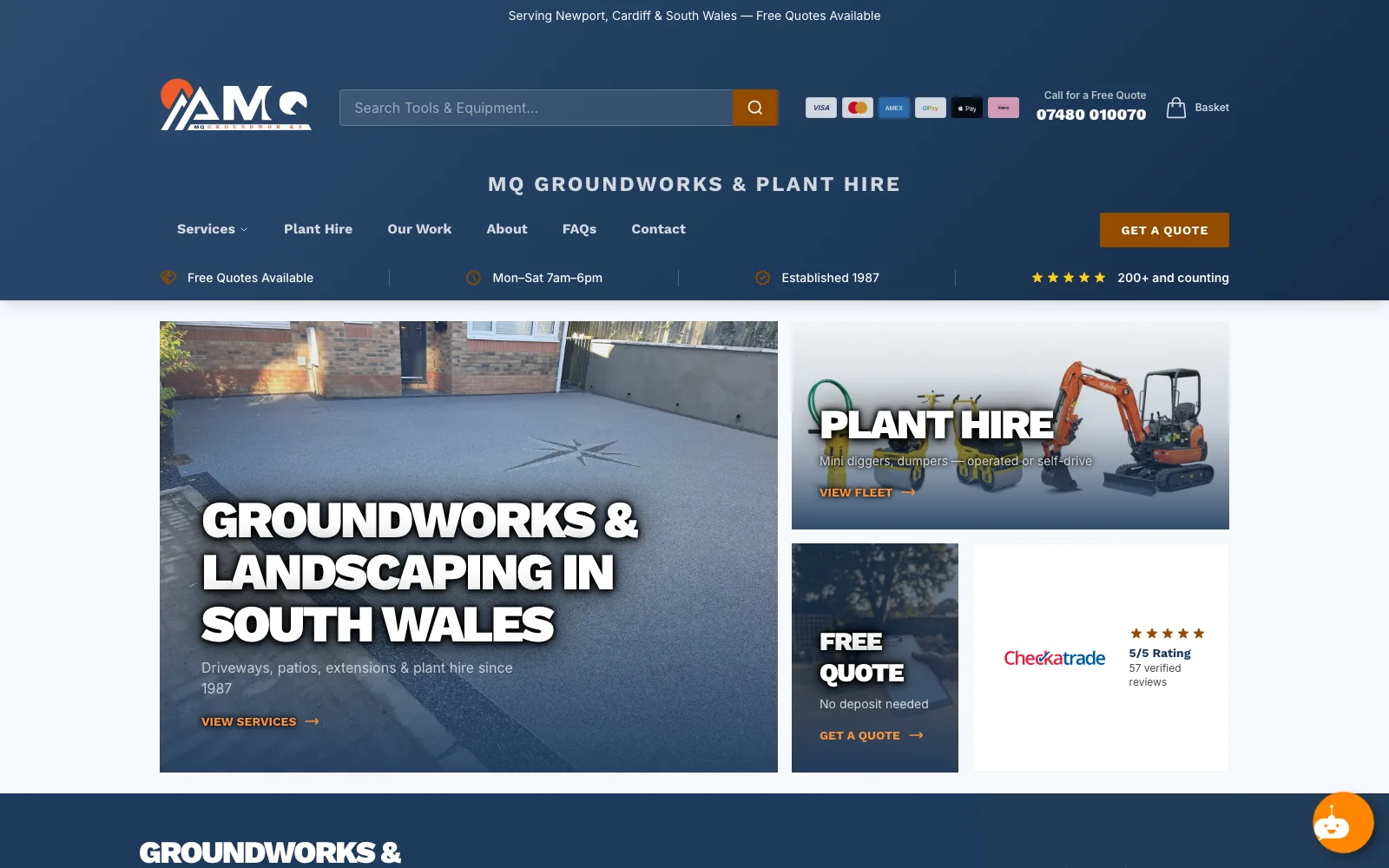 MQ Groundworks website homepage